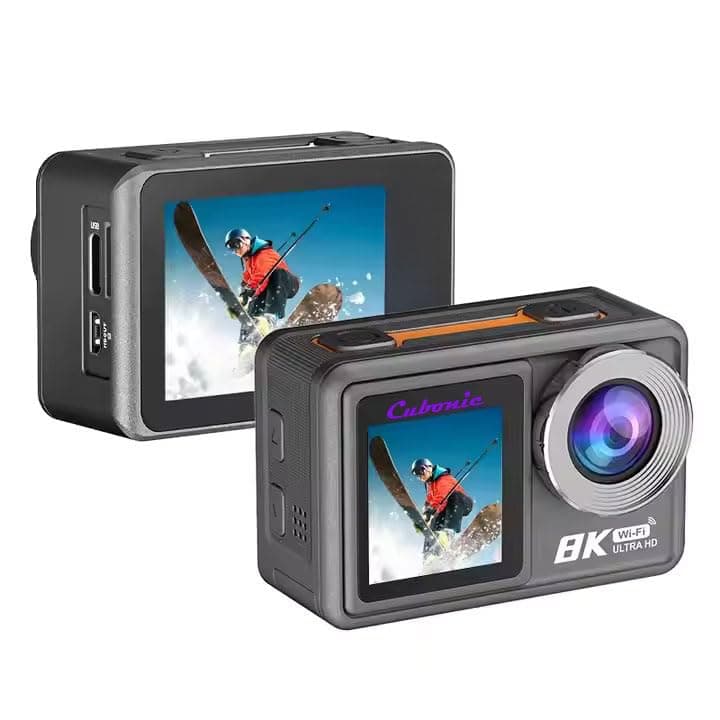 Cubonic 8K Ultra HD 50MP Touch Screen Dual Display Enabled EIS Stabilization Sports & Action Camera WiFi App Controlled for Outdoor, Riding, Diving, Shooting