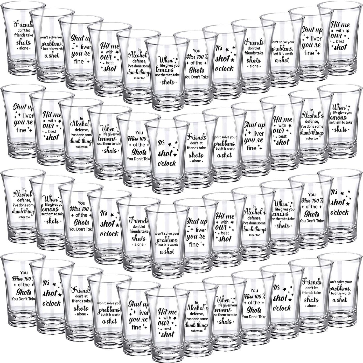 Kigeli 48 Pcs Funny Shot Glasses for Adult Acrylic Party Shot Glasses 12 Ounce Mini Cup Party Favors Guests Mini Cup Bulk for Guests Adult Birthday Drinking Gifts Supplies