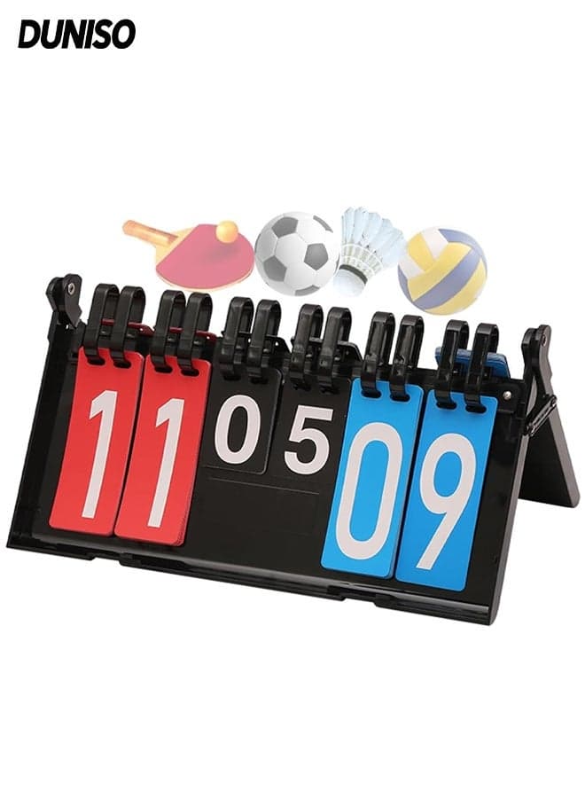 Manual Flip Scoreboard ,6 Digit Portable Table Top Scoreboard Flipper ,Suitable for Football ,Basketball,Volleyball, Tennis and Other Competitive Sports