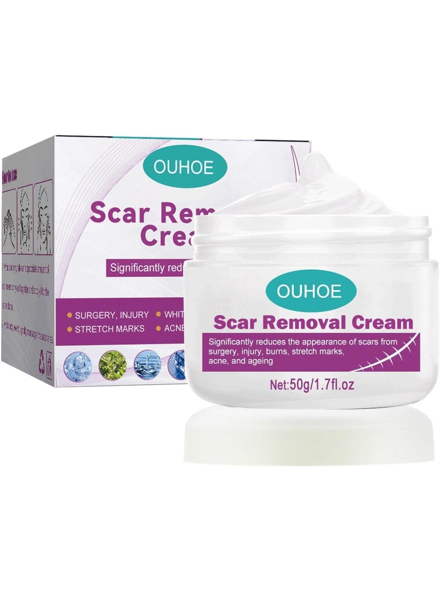 Scar Removal Cream - for Damaged Skin Dead Skin Elimination New & Old Scars Removal Cream Herbal Extracts Infused Burns Repair Face and Body Skin Repair Cream Unisex 50g