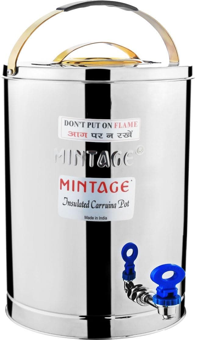 Mintage Alpine Tea Container 7.5 Liters Stainless Steel Insulated | Leakproof Durable | Heat Retention Lightweight | Beverage Preservation | Teapot Dispenser Jar | Canteen Chai Kettle