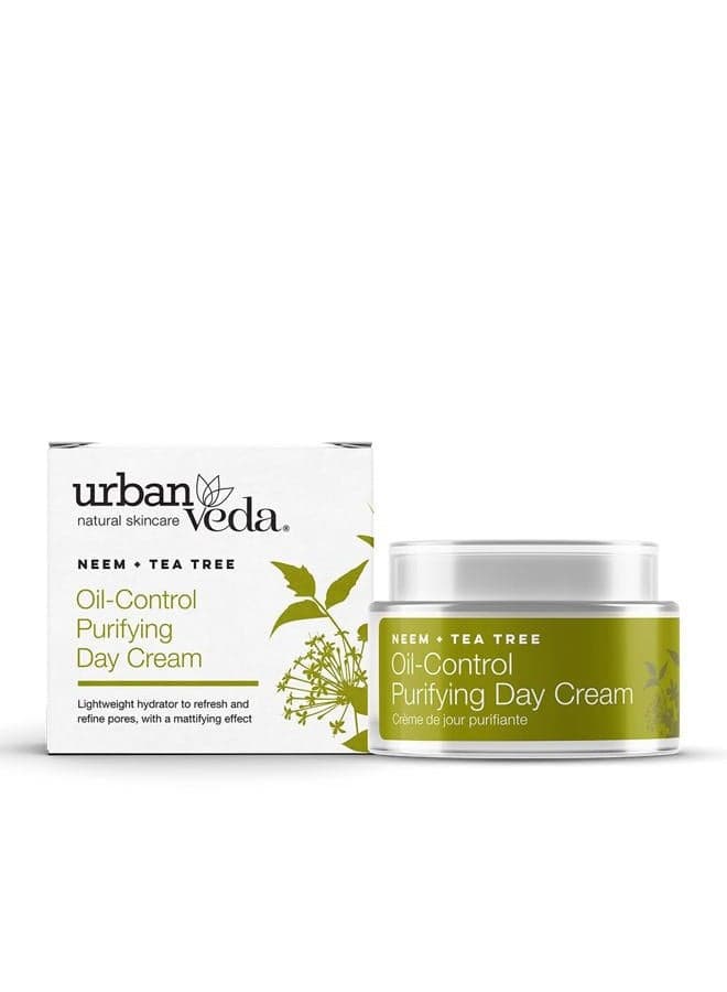 Oil Control Purifying Day Cream | Active Neem & Tea Tree| Face Care | Oily & Congested Skin| Natural Face Moisturiser with BHA | Vegan | Moisturiser Face Women | Collagen Face Cream | 50 ML