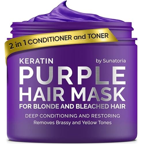 Sunatoria New Keratin Purple Hair Mask Blonde Hair Purple Toner Repair Nourishment Treatment For Bleached Brassy Hair Blue Hair Mask No Yellow Tones Deep Conditioner For Color Treated Locks