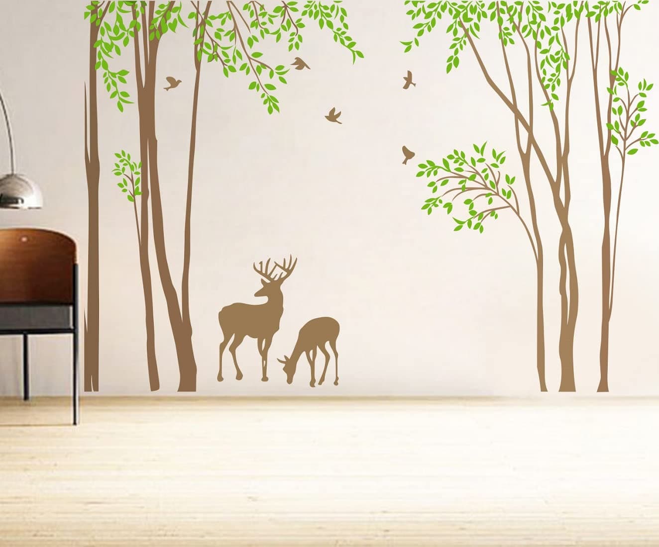 Techgifti Deer's Couple Animals Vinyl Wall Stickers Tree Branches for Living Room, Room Decor Wall Sticker,Kids Room-Self-Adhesive