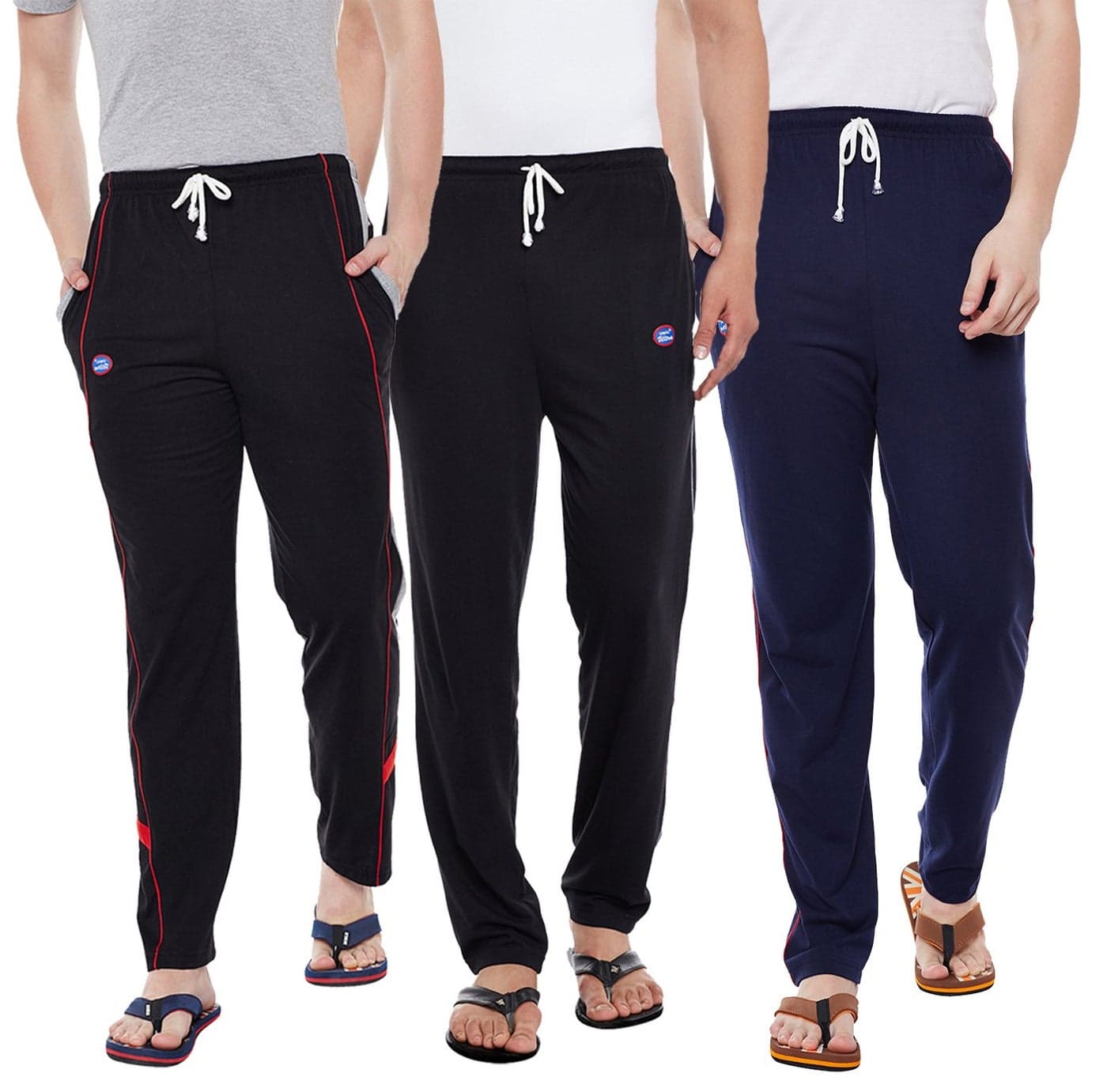 Mack Jonney Men Mid Rise Regular Fit Trackpants Multi-Coloured Medium Pack of 3-D1BD1ND7B_003-M