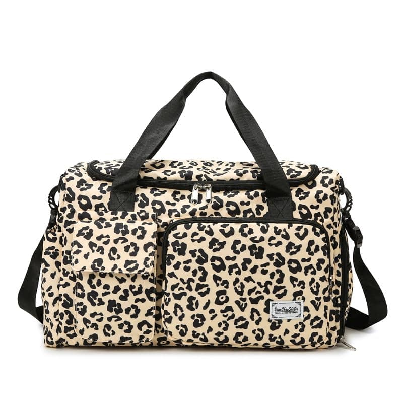 HATAMOTO Gym Bag Sport Duffel Overnight Weekender Travel Bag with wet pocket and shoe pocket L01 Beige