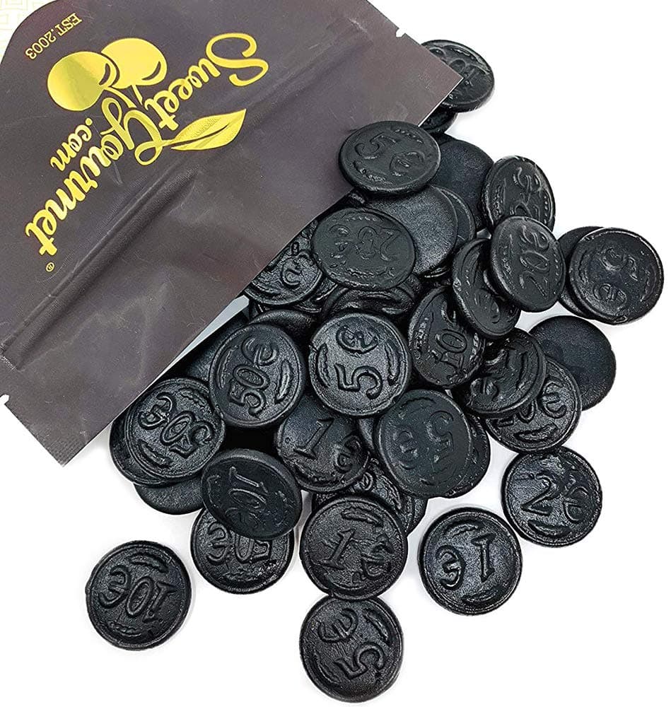 SweetGourmet Premium Dutch Licorice Salted Licorice Coins Imported Bulk Candy 1 Pound