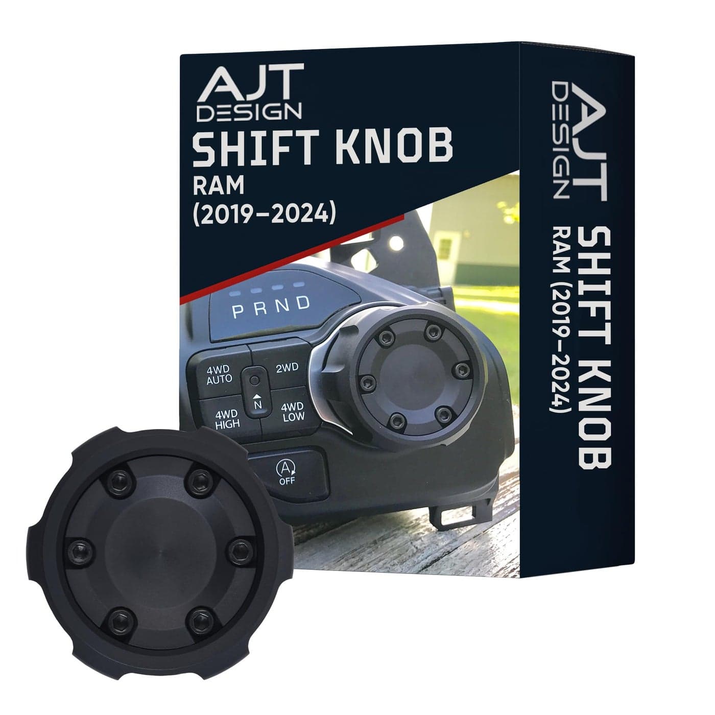 AJT DESIGN Gear Shift Knob Black Compatible with 20192024 RAM Trucks with Dash Mounted Dial Shifter Aluminum Automatic Shifter Knob Replacement Rugged Industrial Look Easy Install Black