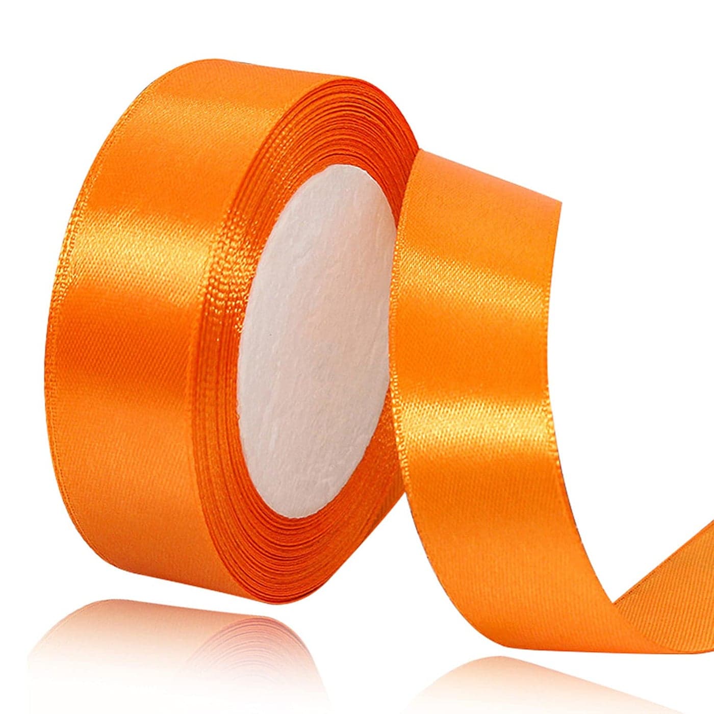 Orange Satin Ribbon 1 Inches x 25 Yards Solid Color Fabric Ribbon for Gift Wrapping Crafts Hair Bows Making Wreath Wedding Party Decoration and Sewing Projects