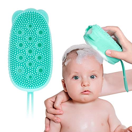 Primelife Soft Silicone Bath Brush/Double Sided Foaming Shower Sponge/Cleaning Body Massage Scrub Gloves For Kids/Baby Bath Tools 14 x 7.5 x 5 Multicolor - (BBB)