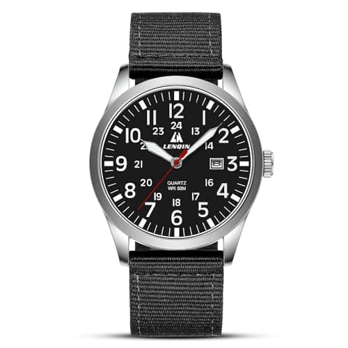 LN LENQIN Mens Watches Unisex Military Sport Nylon Strap Stylish Luminous Fashion Analog Quartz Watch for Men Waterproof Army Tactical Casual Wristwatch
