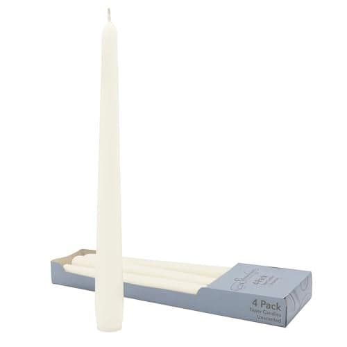 Stonebriar Tall 10" White Unscented 4 Pack Taper Candles
