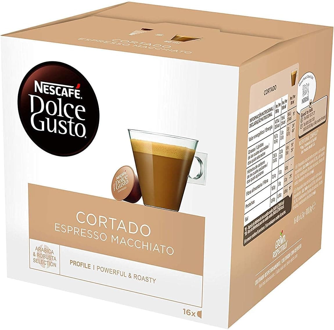 Nescafé Dolce Gusto Cortado Espresso Macchiato Coffee Pods - Pack of 3 (16 Capsules)