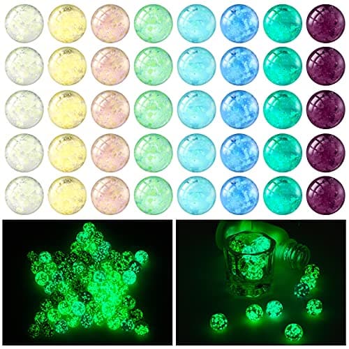 48 Pieces Marbles Glow in The Dark for Kids Mixed Colors Luminous Glass Marbles Runs for Kids Games DIY and Home Decoration(1.4 CM/ 0.55 Inch)