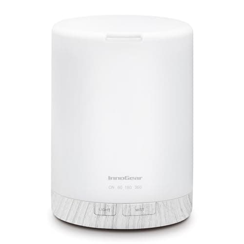 InnoGear 300ML Essential Oil Diffuser Premium 5in1 Ultrasonic Aromatherapy Diffusers Scent Humidifier Aroma Diffuser Vaporizer AutoOff Timer for Room Office Home White Medium
