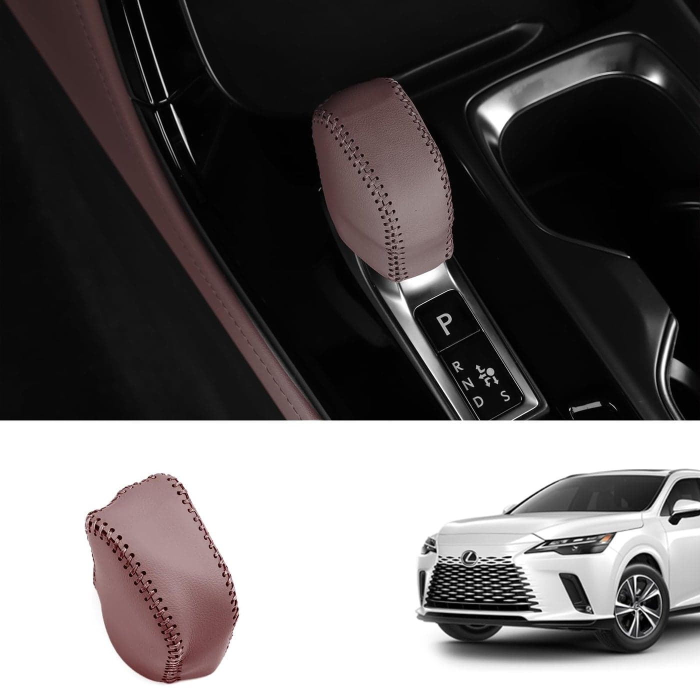 Suitable for Lexus NX250 NX350 NX350h NX450h2022 2023 RX450h500h350h automatic shift knob cover gearbox trunk shift lever leather case interior accessories 20232024NXRX dark brown