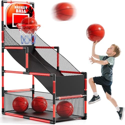NIPLOOOW Arcade Basketball Game Set for Kids 312 Years Old Kids Basketball Hoop with 4 Balls Pump Indoor Outdoor Sports Play Toys Basketball Games Toys for Boys Girls Teens
