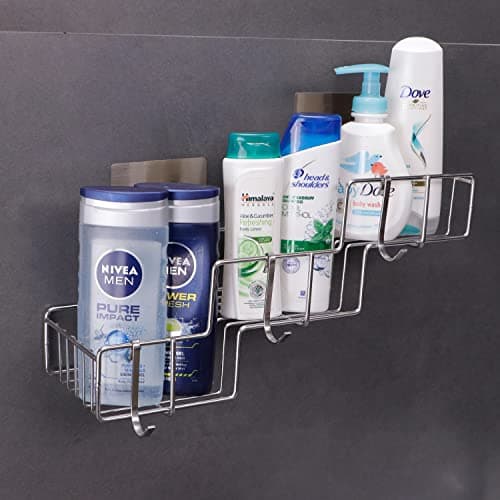 HOKIPO® Magic Sticker Series Self Adhesive Stainless Steel Bathroom Shelf (LT-82001)