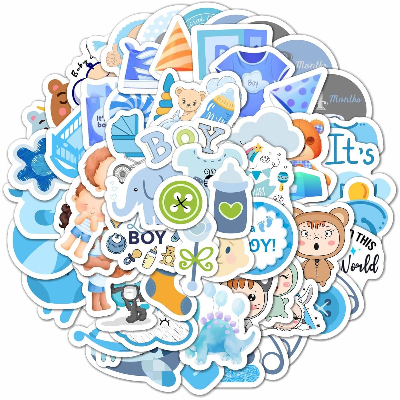 BulbaCraft 100Pcs Boy Stickers for Shower Newborn Stickers Shower Favors for Boys Elephant Decals Gifts for Women Men