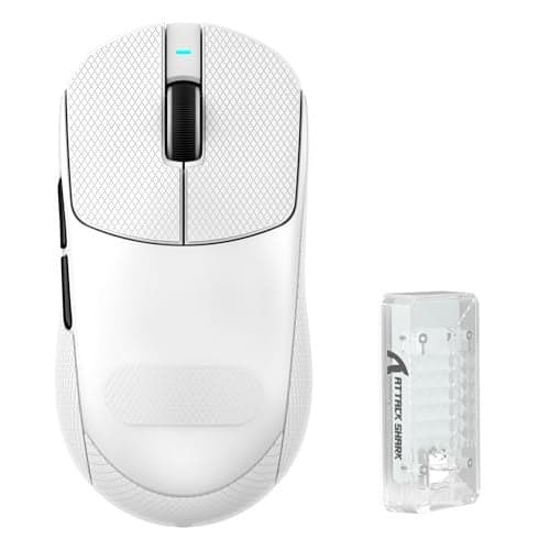 ATTACK SHARK X8 PRO 8K Wireless Gaming Mouse,PAW3395PRO 40K DPI Sensor,Tri-Mode Broadcom BK52820 Chip,Superlight Ergonomic Mouse for Large Hands,Cloud-Based Software,for Win/Mac(White&Tape)