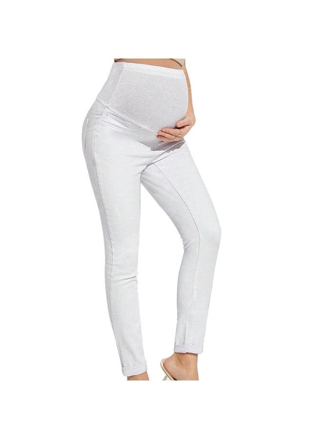 Women's Maternity Pants for Work Over-Bump Pregnancy Casual Stretchy Straight Dress Pants with Pockets