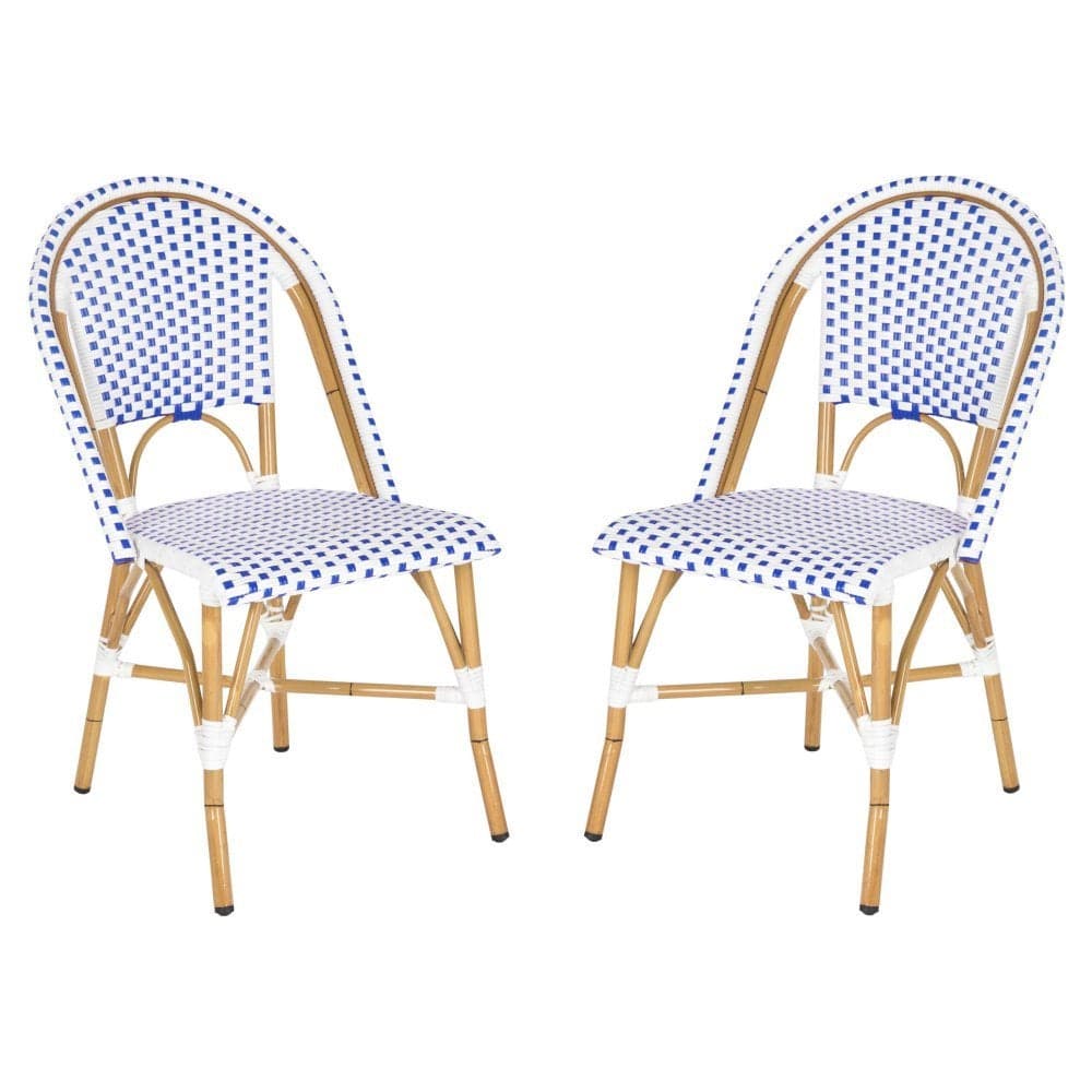 Safavieh Home Collection Hooper IndoorOutdoor Stacking Side Chairs Blue White Set of 2