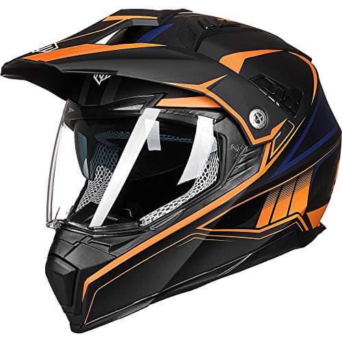 ILM Off Road Motorcycle Dual Sport Helmet Full Face Sun Visor Dirt Bike ATV Motocross Casco DOT Certified Model 606V(Orange, XL)