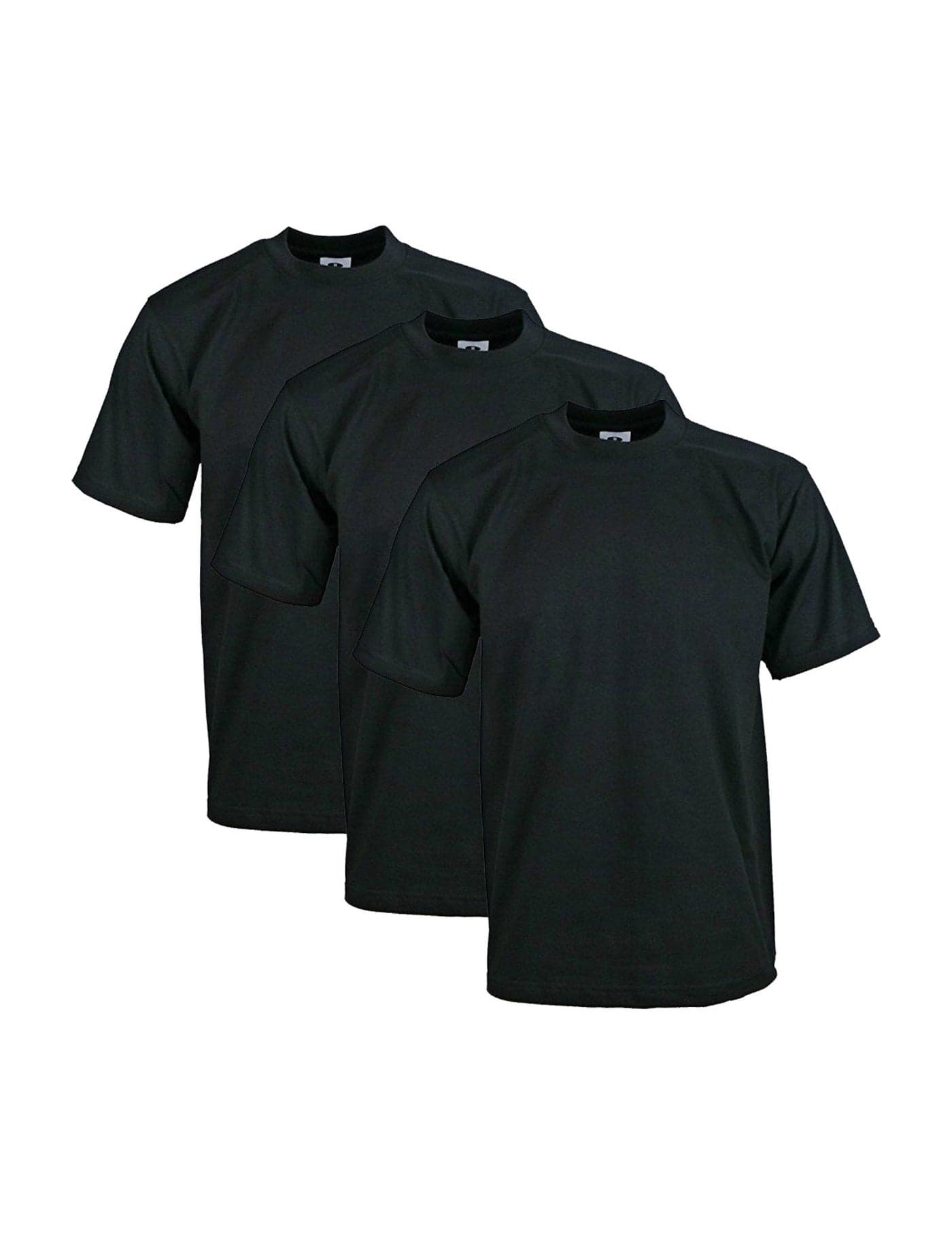 Pro Club Men's 3-Pack Heavyweight Cotton Short Sleeve Crew Neck T-Shirt, Black, Small