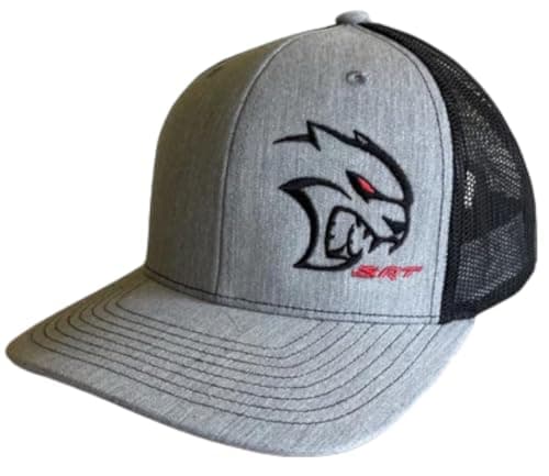 Dodge SRT Hellcat Redeye Rumble Snapback Trucker Hat Black Red Mesh Cap with Embroidered Redeye Logo Patch SRT Side Patch Licensed