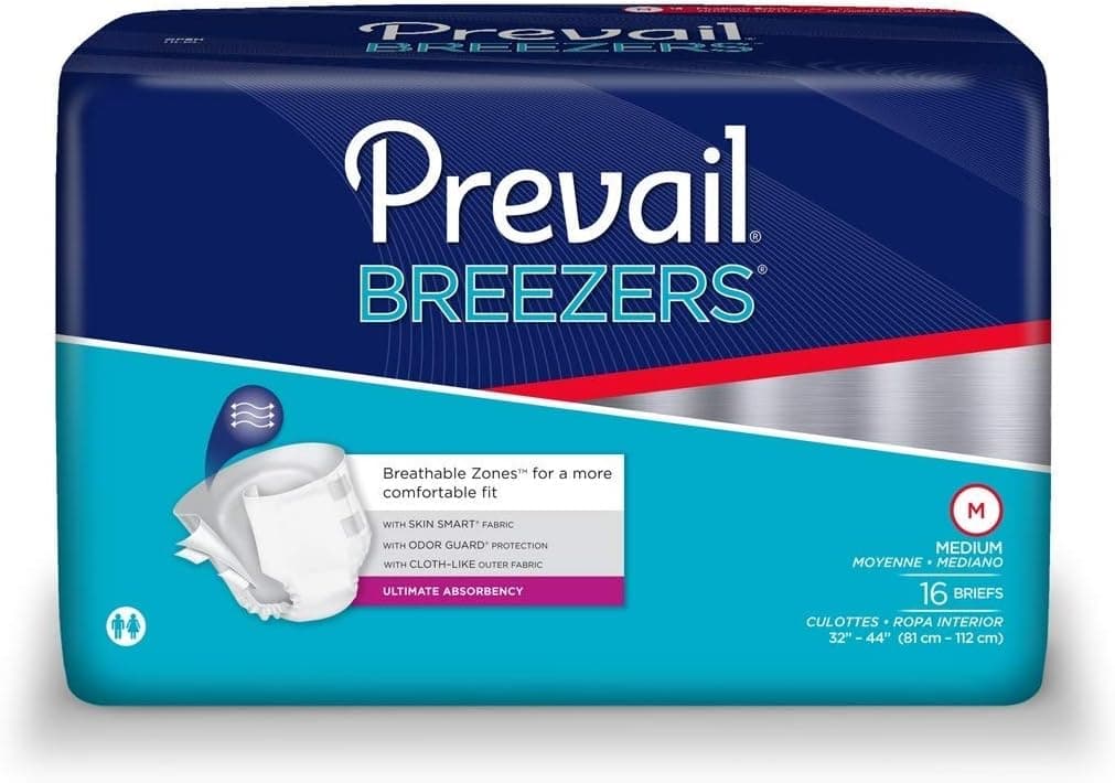 Breezers Incontinence Briefs Unisex Adult Incontinence Briefs with Tabs Ultimate Absorbency Medium 20 Count Bag
