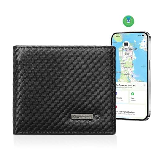 Smart Wallet with Tracker Leather Mens Wallet Anti Lost Slim Wallet Locator Carbon Black