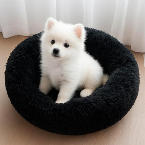 ZEXSAZONE Summer Round Doughnut Pet Bed for Cats and Puppies Dogs mat, Cozy and Plush, Raised Bedside Support, Both Sides Use Like 2 in One, Washable, Best for Small Pets, Puppey, Cats - 50x50x12 CM