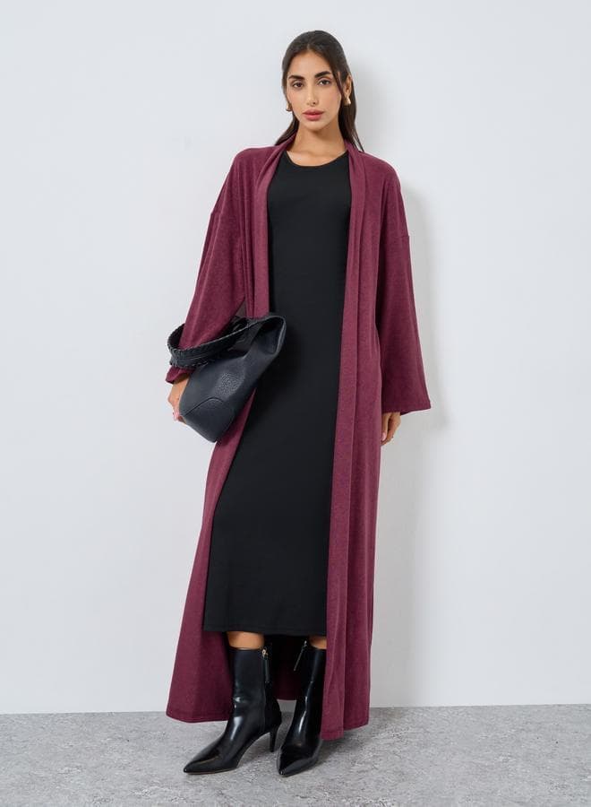Amirah Burgundy Textured Open Front Abaya