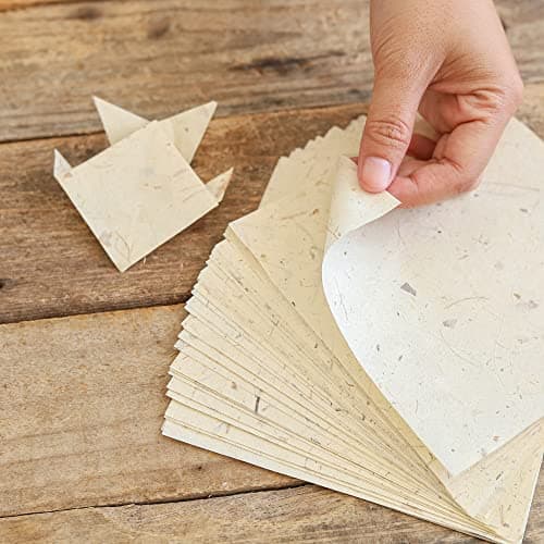 Natural Fiber Mulberry TreeBanan Bark 6 x 6 Inches Square Origami Paper Arts Folding Craft Decoration PaperWriting Painting Square Folding Paper for DIY Crafts 50 Sheets Vintage 6 x 6 Inch