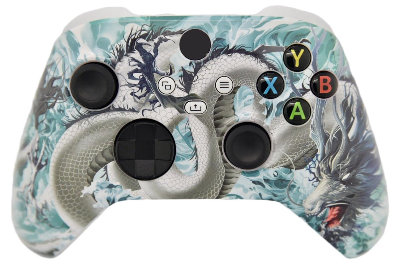 Hand Airbrushed Fade Custom Controller Compatible with Xbox Series X/S & Xbox One (Series X/S White Dragon)