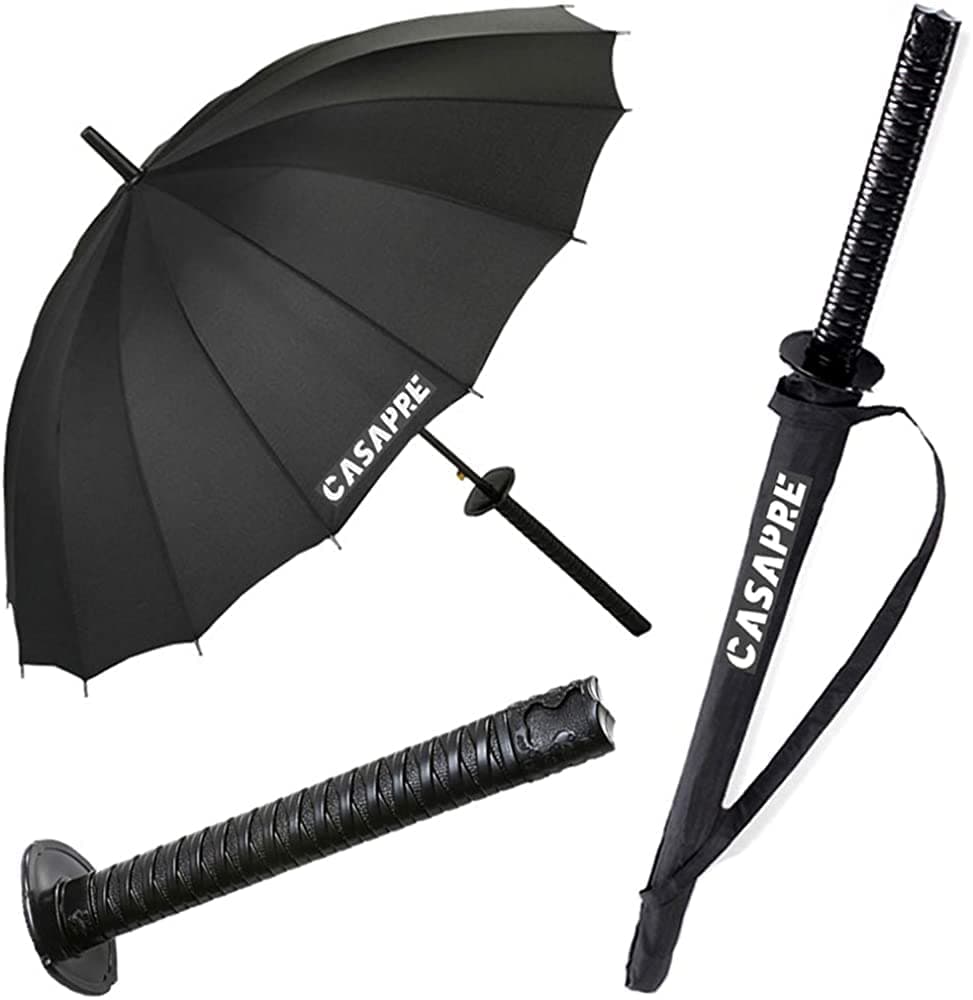 Samurai SemiAutomatic Samurai Umbrella Windproof Outdoor Umbrella with Sun Protection Black The Best Creative Gift