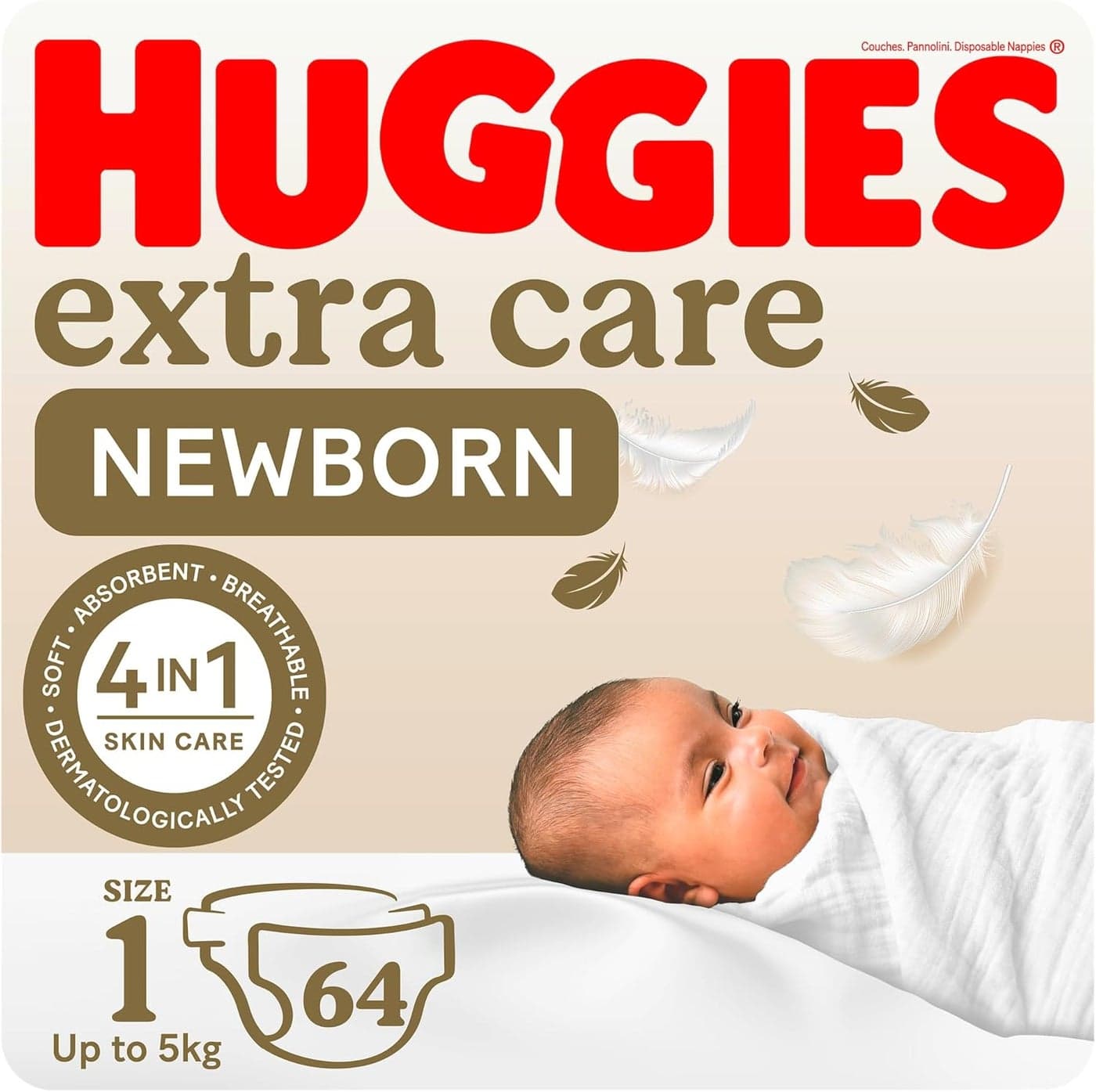 Huggies Extra Care Newborn Diapers, Size 1, Jumbo Pack