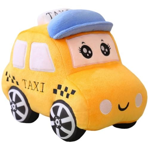 OUKEYI Car Stuffed Toy11830cm Soft Taxi Plush ToyPolice Car Stuffed ToyStuffed Car Plush Pillow ToyGifts for Kids or Birthday Party Taxi Blue Or Yellow