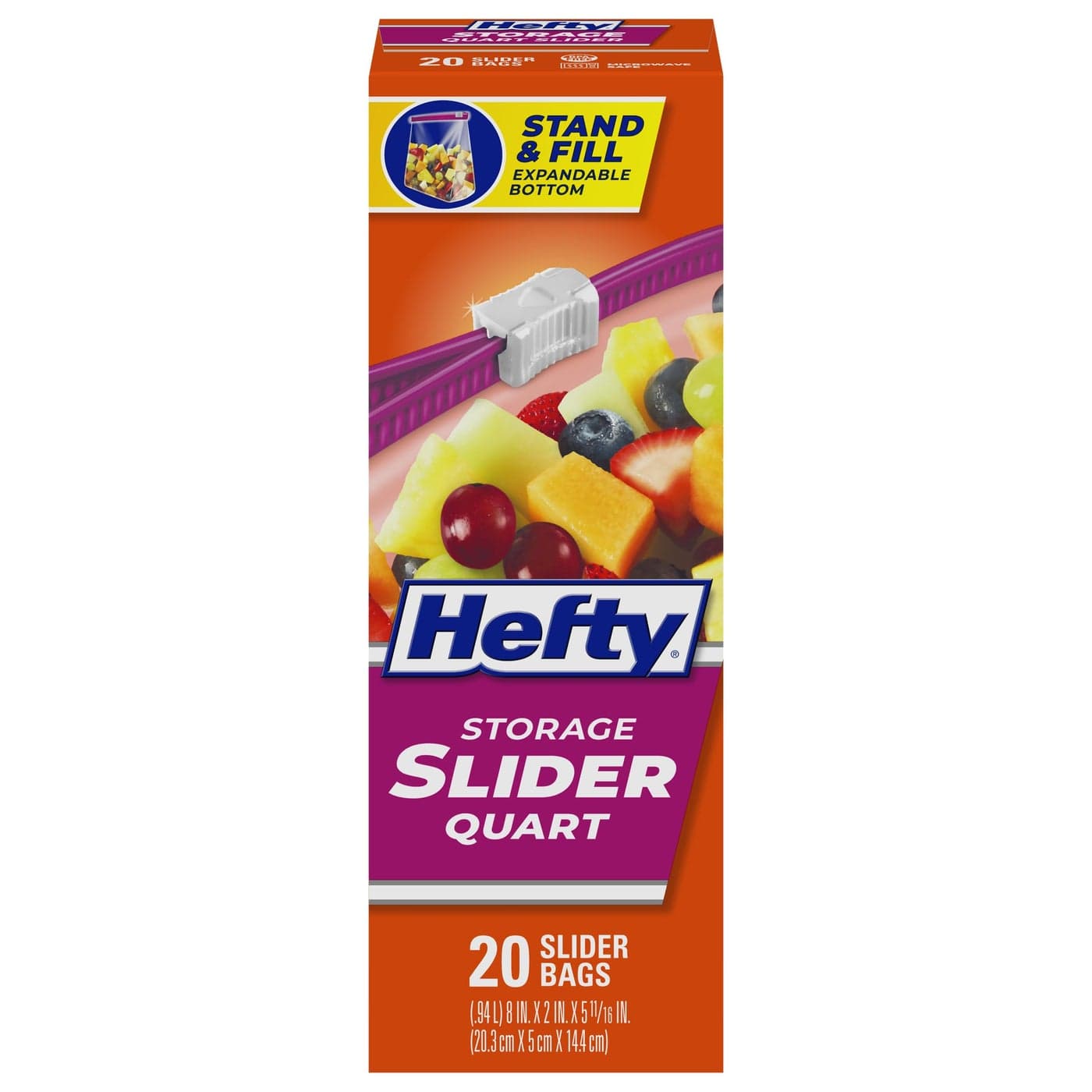 Hefty Slider Storage Bags Quart Size 20 Count Pack of 9 180 Total