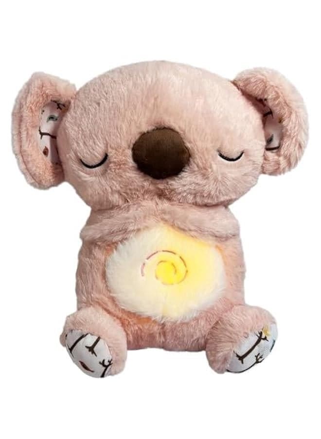 Relief Koala, Relief Koala Breathing Stuffed Animal Baby Sound Machine Soother Koala Bear Anxiety Relief Koala Breathing with Sensory Music Lights Rhythmic Breathing Motion (Koala-Pink)