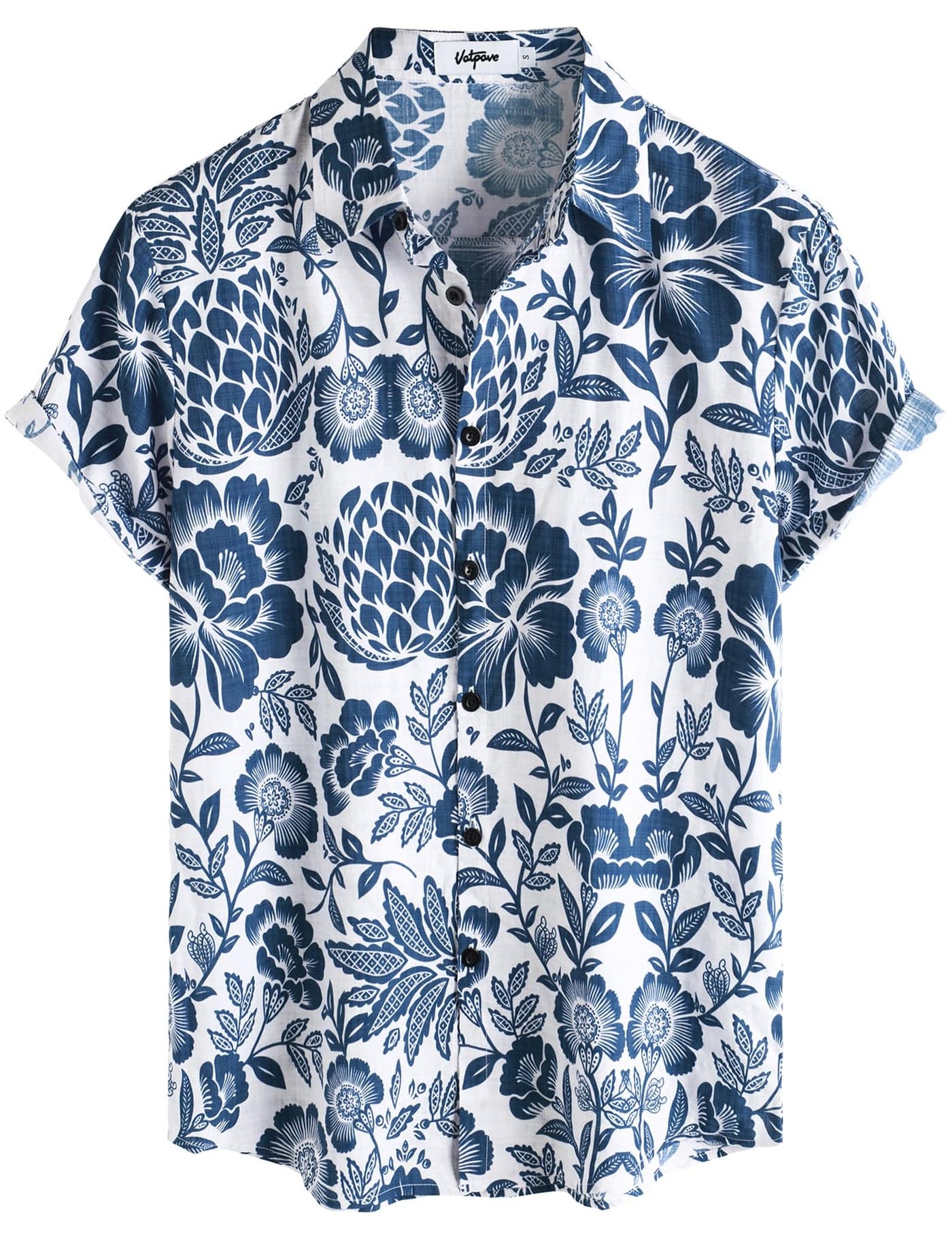 VATPAVE Mens Casual Hawaiian Floral Shirts Short Sleeve Button Down Tropical Shirts Beach Summer Shirts X-Large Cyan