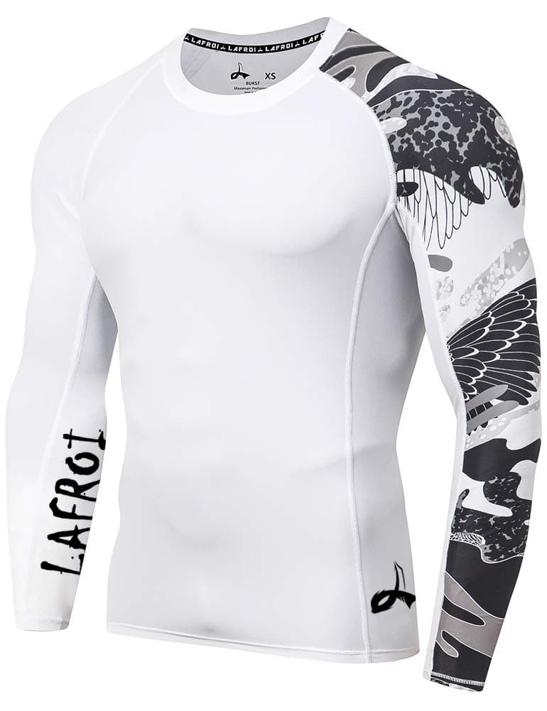 LAFROI Men's Long Sleeve UPF 50+ Baselayer Skins Performance Fit Compression Rash Guard-CLYYB Asym Trace Size XL