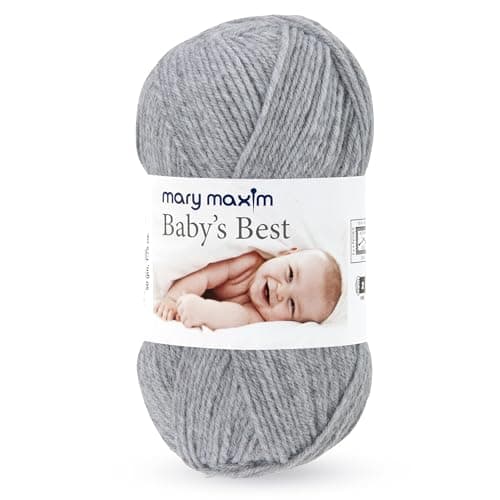 Mary Maxim Babys Best Grey Yarn for Crocheting and Knitting Lightweight Size 2 Grey Yarn for Baby Blankets Afghans and Clothing Soft Acrylic Nylon Blend 171 Yards 1 Skein