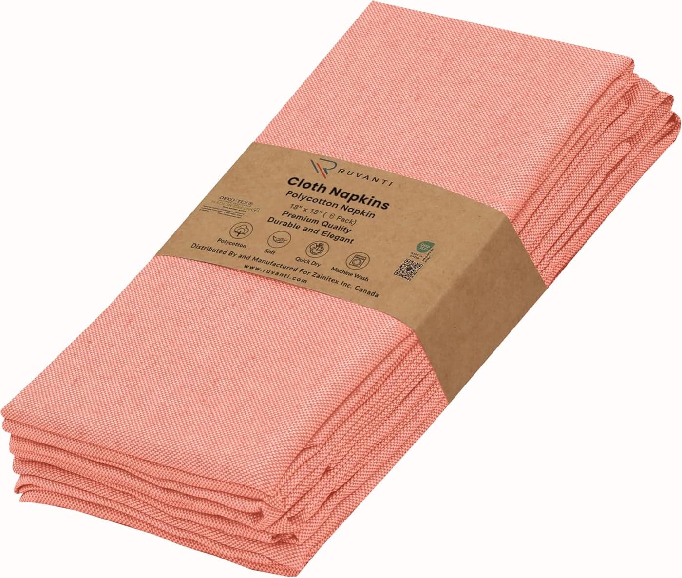 Ruvanti Cloth Napkins Set of 6 18x18 Reusable Napkins Cloth Washable Soft Durable Table Napkins Polycotton Chambray Dinner Napkins for Parties Christmas Thanksgiving Weddings Orange Rust