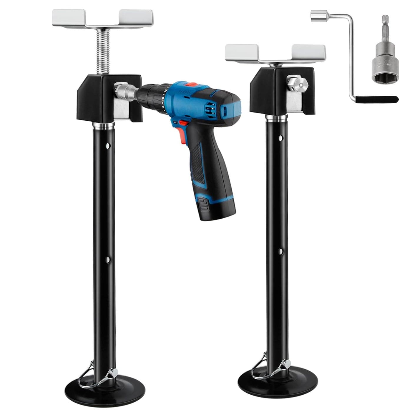 Kohree Set of 2 RV Slide Out Supports Heavy Duty Camper Support Jacks Supports up to 5000lbs Adjust from 2049 Height by Power Drill or Hand Crank Handle RV Camper Accessories for Travel Trailer