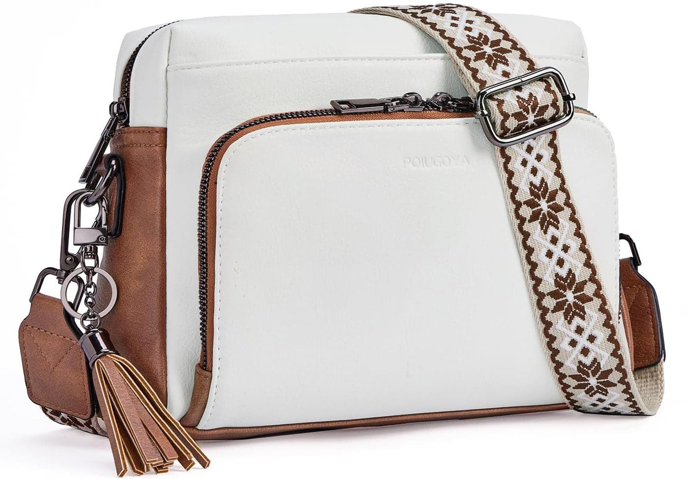 POIUGOYA Crossbody Purses for Women Trendy,Vegan Leather Medium Crossbody Bag,Women's Crossbody Travel Purse Built in Wallet