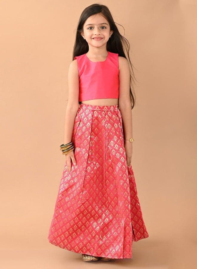 Girls Pink Lehenga Choli