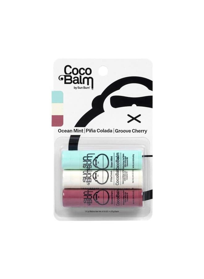 Cocobalm Lip Balm Variety Pack | Hydrating with Aloe | Hypoallergenic, Paraben Free, Silicone Free | 0.15oz Stick | 3 Flavor Variety Pack