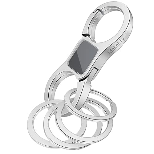 Idakekiy Key Chain Quick Release Spring with 4 Key Rings Heavy Duty Car Keychain Organizer for Men and Women (Silver)