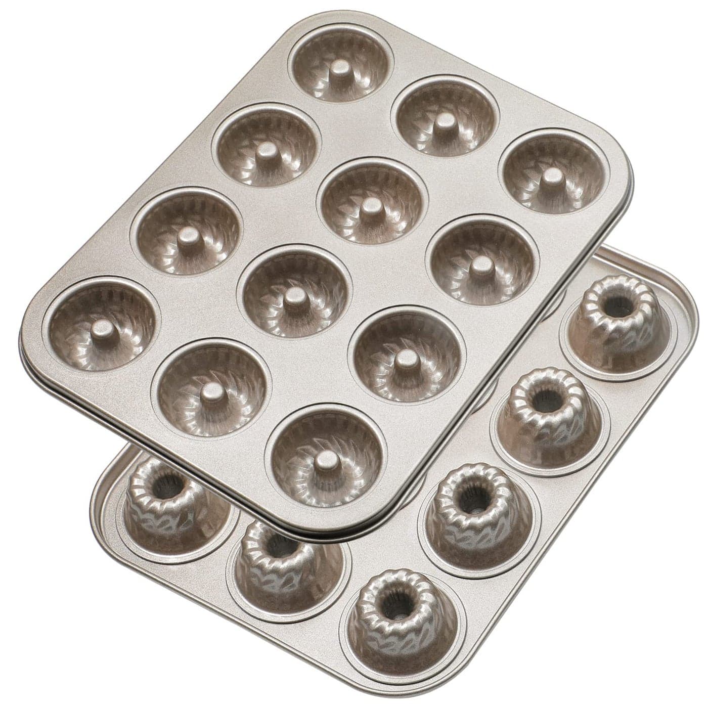 Webake 2 Pack Mini Fluted Tube Cake Pans 12Cup Nonstick Bite Size 18 Inches Bundtinis Petite Fluted Cake Mold Heavy Gauge Carbon Steel